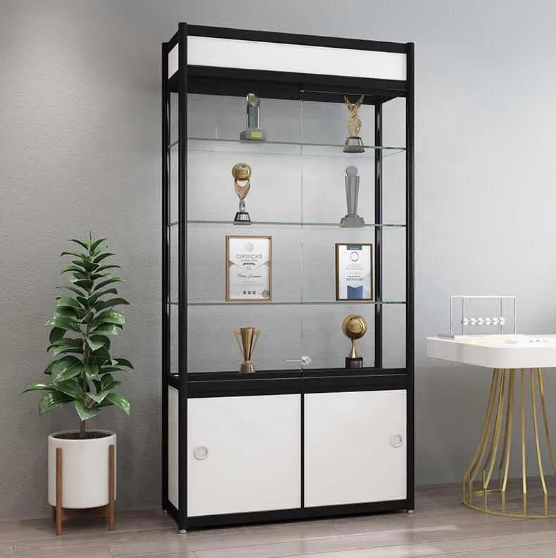 Glass showcase With Bottom Cabinet for Smoke Store