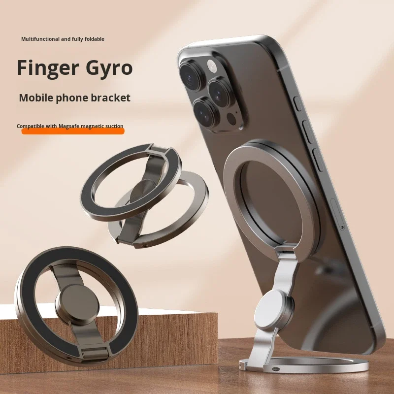 JILIAN Double-Sided Magnetic Metal Ring Holder Phone Stand Foldable Design Ultra-Thin Portable for for Compatible Desk/Car
