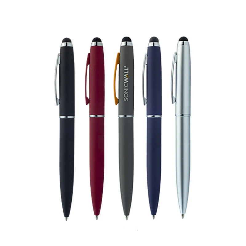 Soft Touch Good Writing Custom logo Metal Ballpoint Pens Roller Pen with Stylus Touch Screen for Phone Laptop