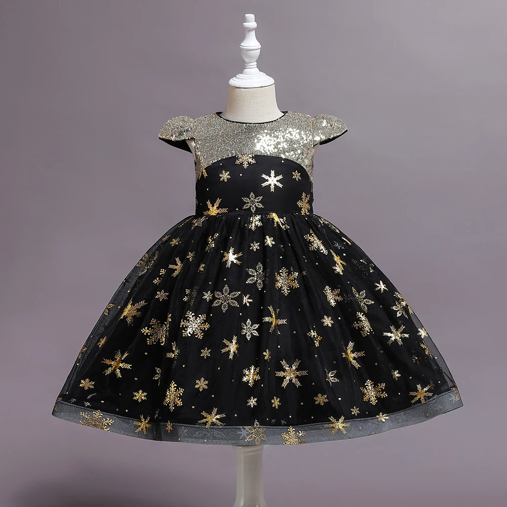 Red Christmas Party Dress for 10 Year Olds Sequins Puff