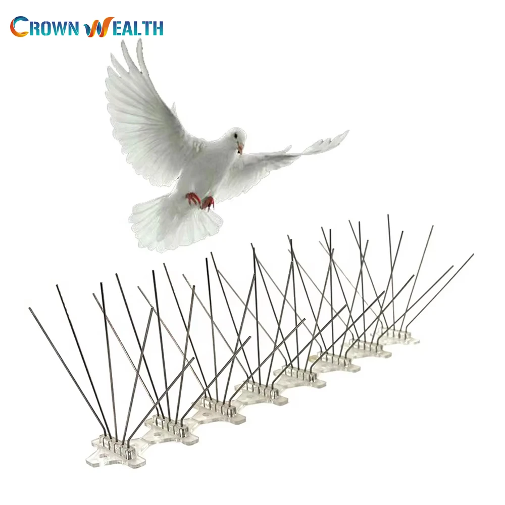 Bird Control Repellent Plastic Base Stainless Steel Pins Deterrent Anti Bird Pigeon Spikes