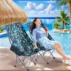 Leaf-print high-back moon chair