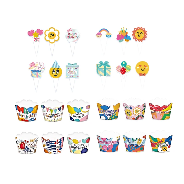 New Paper Cup Cake Decoration Plugin Cup Small Insert Card Cartoon Flag for Happy Birthday Cake Decoration