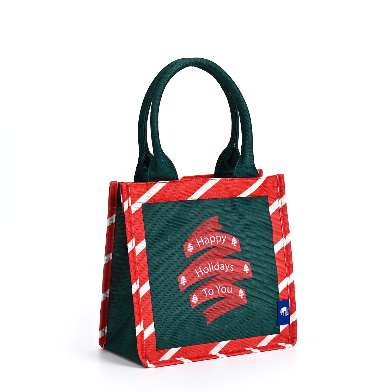 Reusable Eco-friendly Red RPET Non-Woven Tote Shopping Bags Foldable Sustainable Durable Letter Pattern Heat Transfer Medium supplier