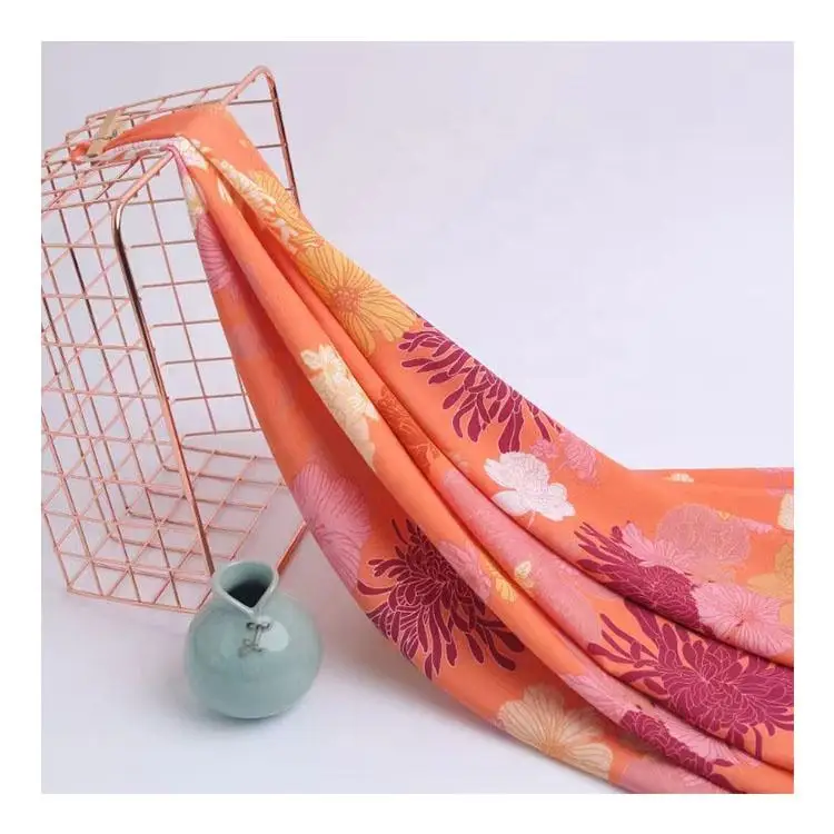 100% шелковая ткань с цветочным принтом для платья и пижамы