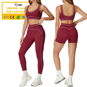 Custom 6 Piece Sets Contrast Color Leggings Shorts Yoga Sports Bras Athletic Sports Gym Sets Workout Sets for Women