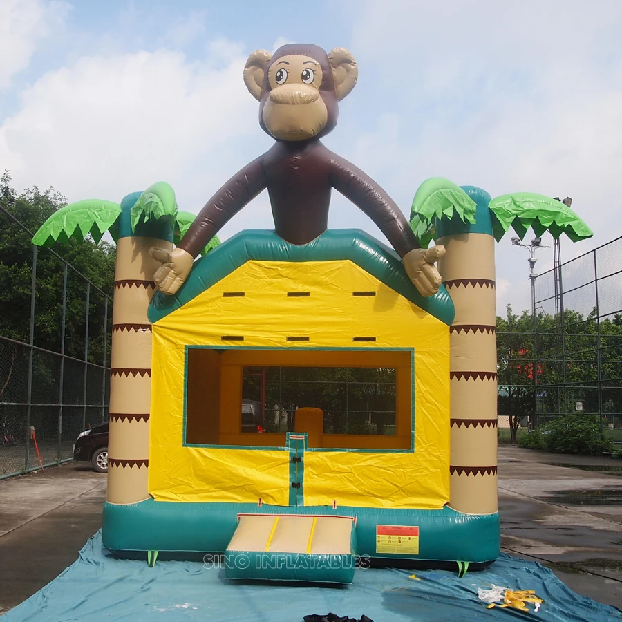 15'x15' Jungle Monkey Inflatable Bounce House With Obstacles Inside For