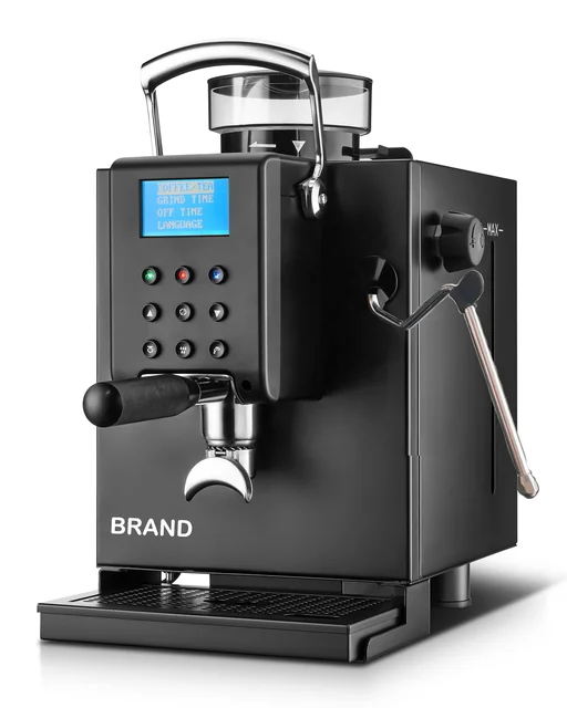 Home 20 Bar In-built Tamper Programmable Semi-Automatic Espresso Coffee Machine with Bean Grinder  Steam Wand