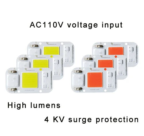 Newspectrum 4075 Size Full Spectrum 30W 50W AC 110V 220V Driverless Cob Dob Grow Led Chip High Power Cob Grow Led 50w Chip