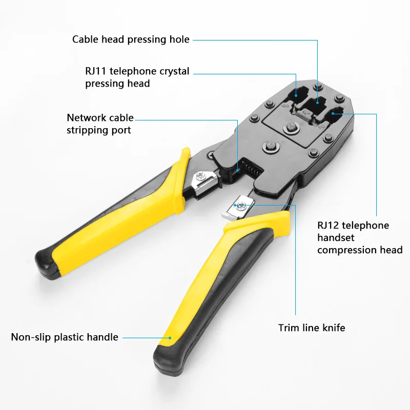 Пассатижи обжимные UTP 5e. Инструмент Cable Tester. Набор для обжимки и зачистки проводов. Щипцы для зажима lan провода. Net repair tool