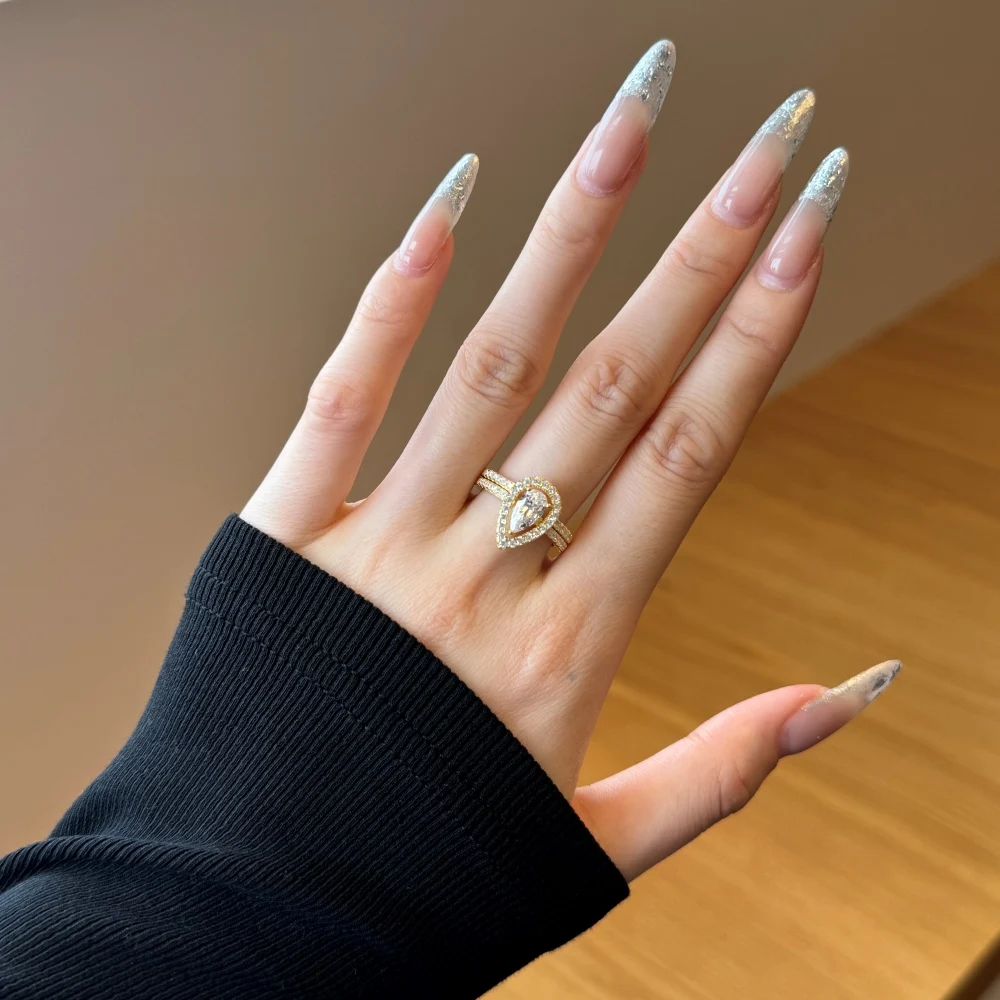 KAKODIY Elegant Water Drop Jewelry Ring Engagement Wedding 925 Sterling Silver Ring for Women detail 2