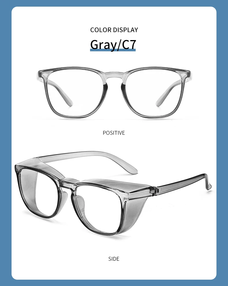 Transparent Candy Color Side Shield Anit Fog Anti Pollen Anti Dust Anti Spittle Anti BLue Light Safety Eye GlassesHot Sal