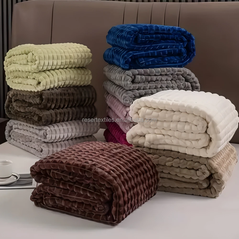 Extra Large 50x70 Inches Solid Knitted Modern Jacquard All-Season Soft Fleece Throw Blanket Fuzzy Cozy Lightweight