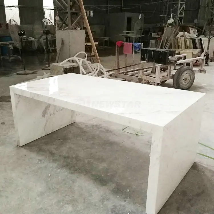 Customized Stone Eat Dining Table 6 Seater Honed sealed Marble Travertine Dining Tables