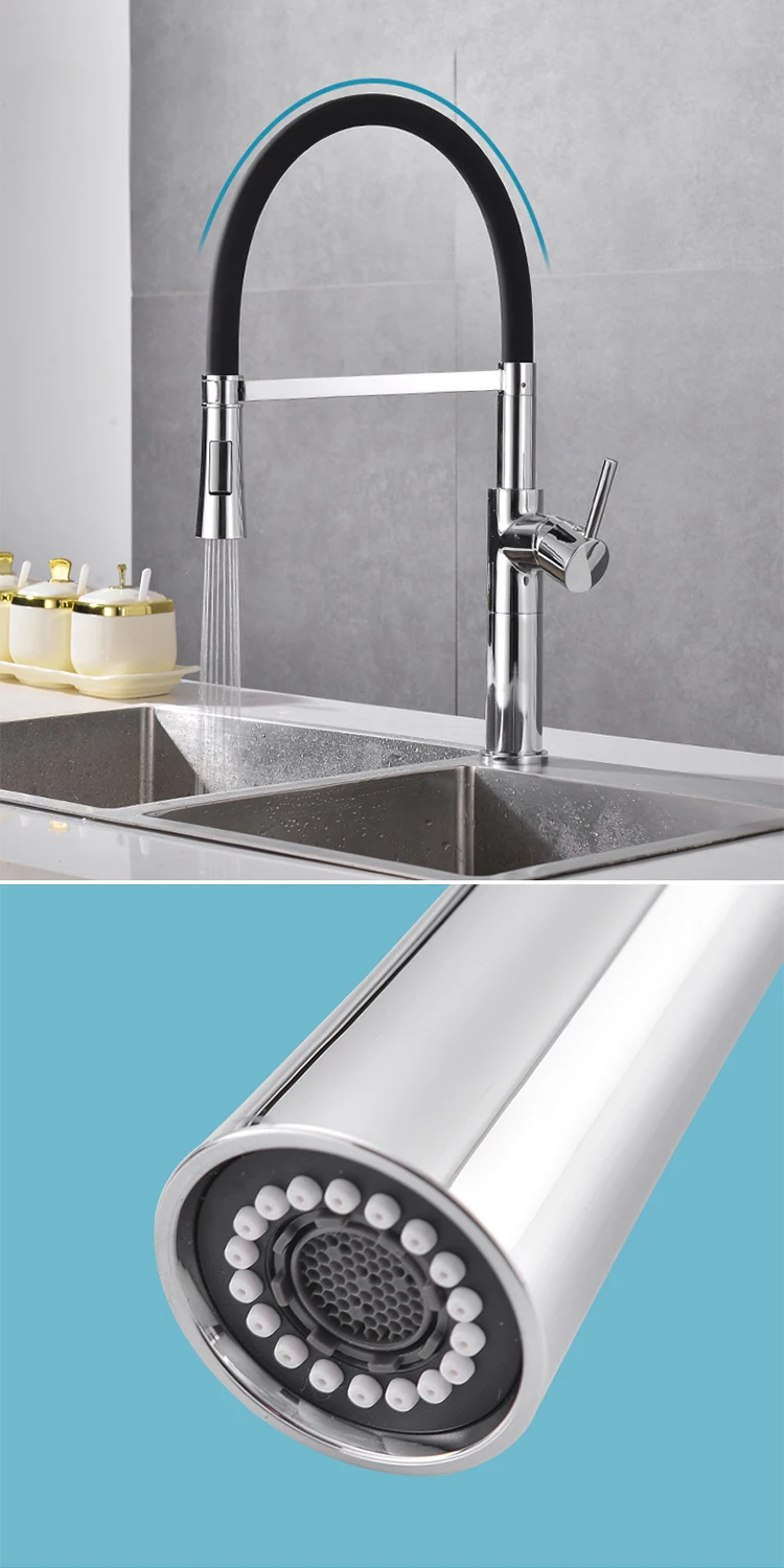 Single Handle Pull Down Kitchen Sink Faucet Hot And Cold Mixed Water