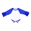 Blue White Solid Raglan