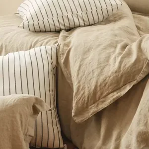 100% Pure French Flax 100%  Linen Bed Sheets Pillowcase Duvet Cover Sets for Quality Queen Size Home Use