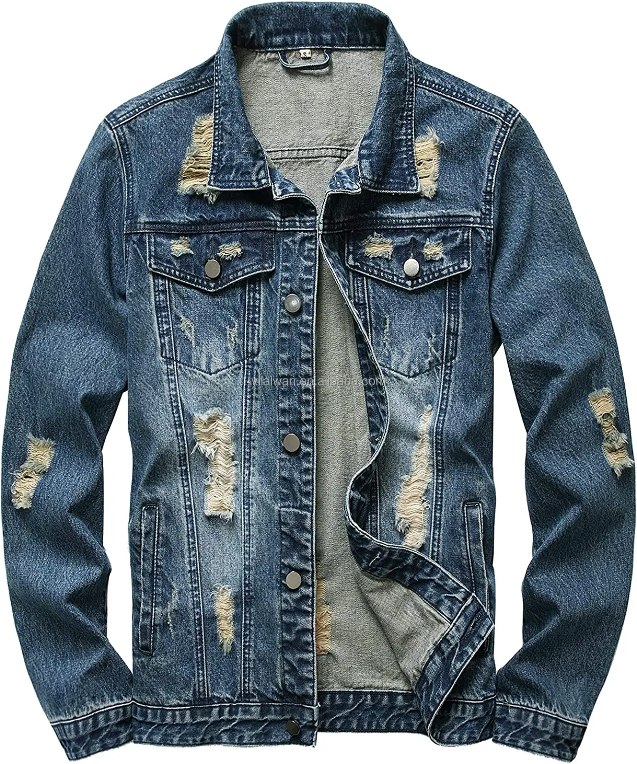 Jean Jacket For Men,Fashion Mens Denim Jacket Washed Classic Casual