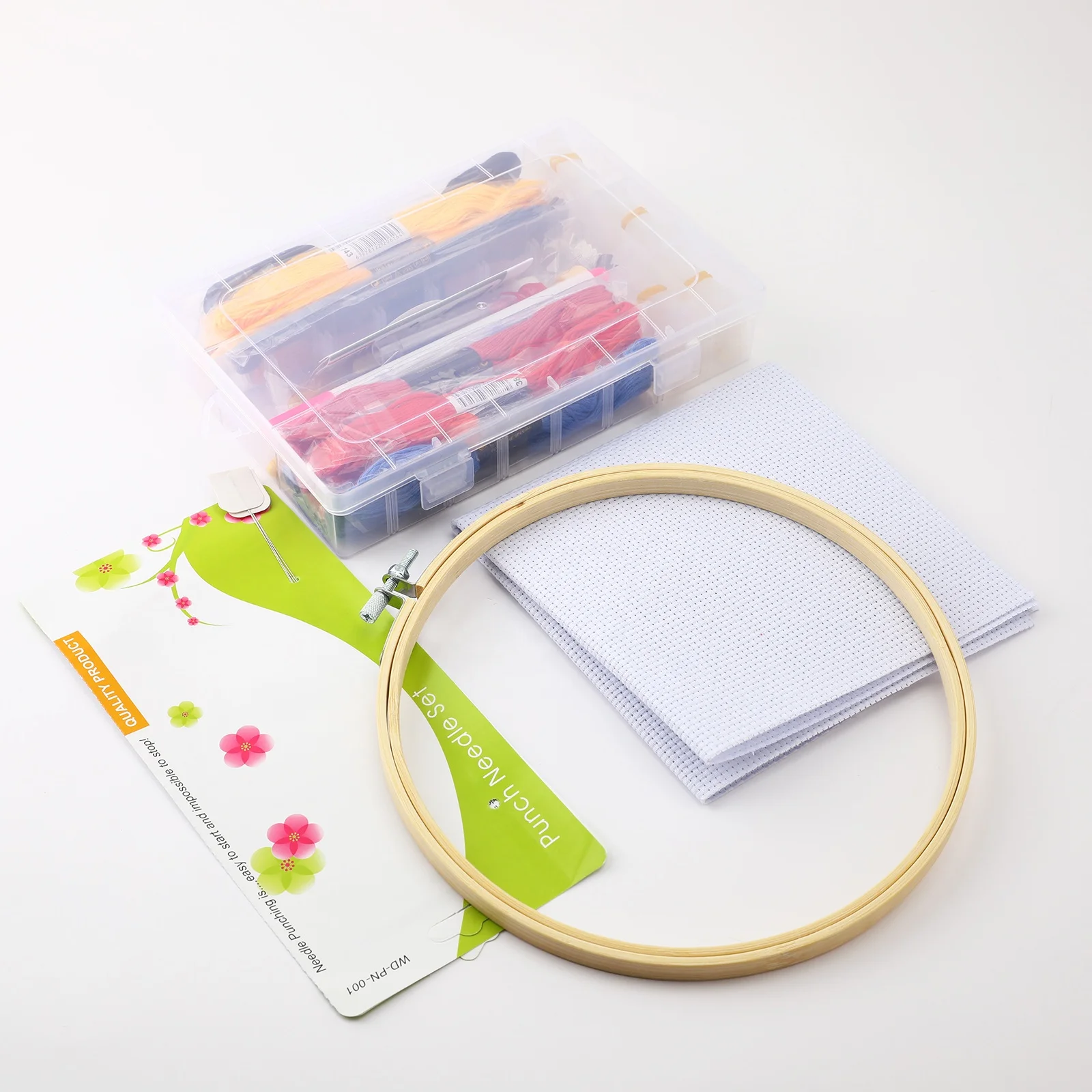 Magic Adjustable Punch Needle Set 32-Color Embroidery Floss Threads Organizer Plastic Home Decoration Canvas Holder European