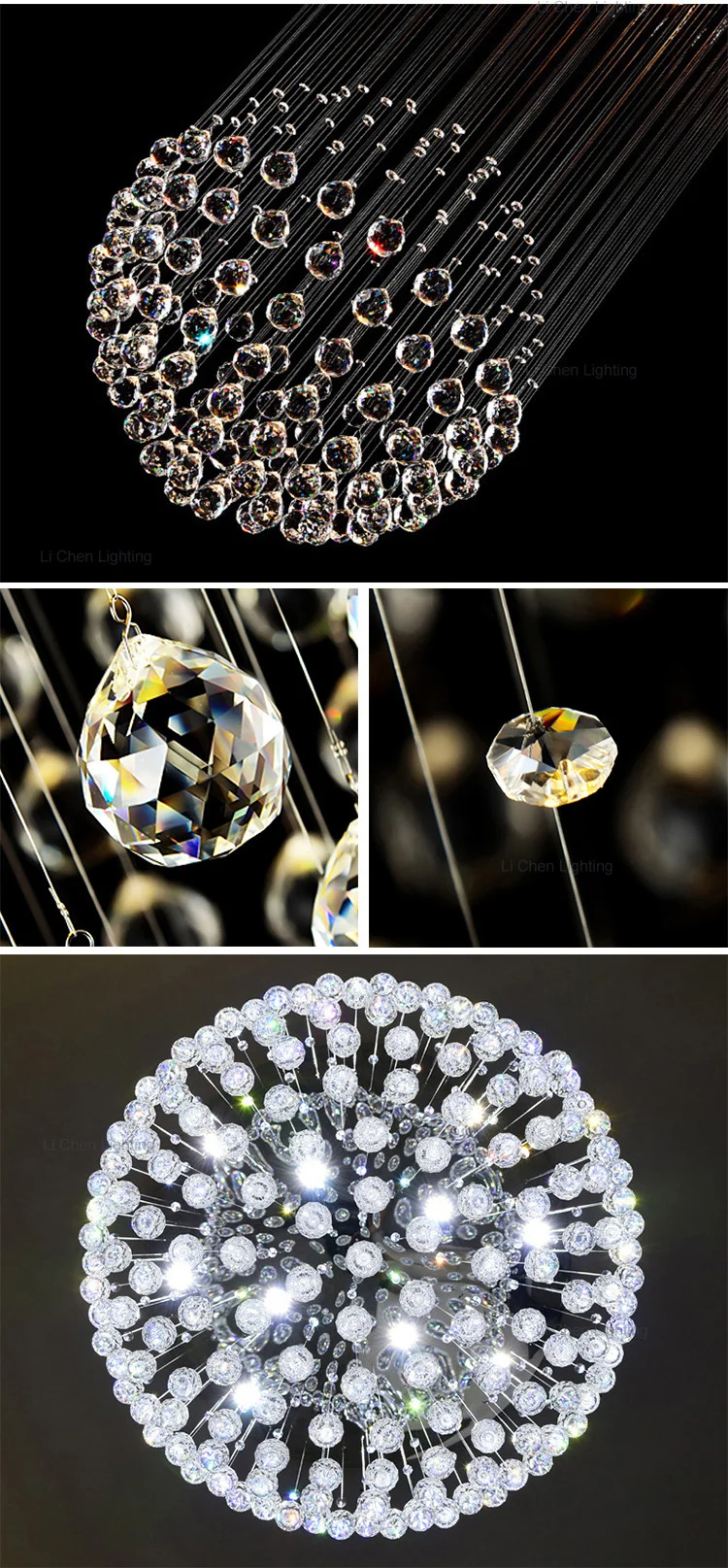 p0026 luxury style indoor decoration hotel villa staircase led crystal ceiling chandelier  -2