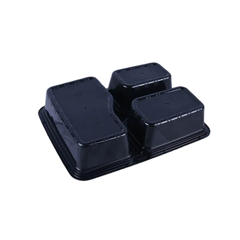 High quality American 3 compartment Microwave disposable plastic take away bento lunch box with lid RC3