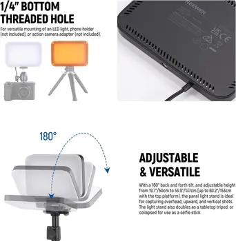 NEEWER Basics 2 Pack LED Video Light Panel Lighting Kit, Bi Color Dimmable Portable Studio Lights with Stands & Filters detail image