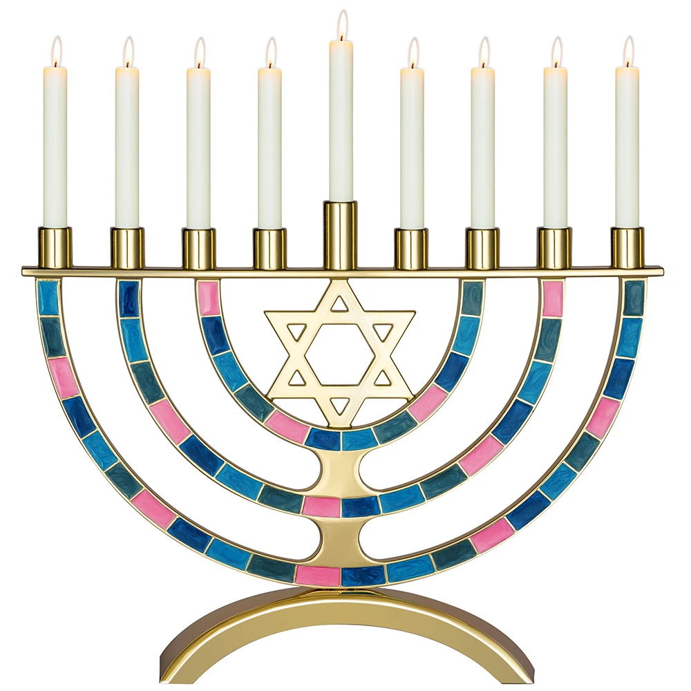 Оптовая продажа с китайской фабрики, изготовленный на заказ, еврейский декор, Менора, чанука, украшение, 9 веток, подсвечник