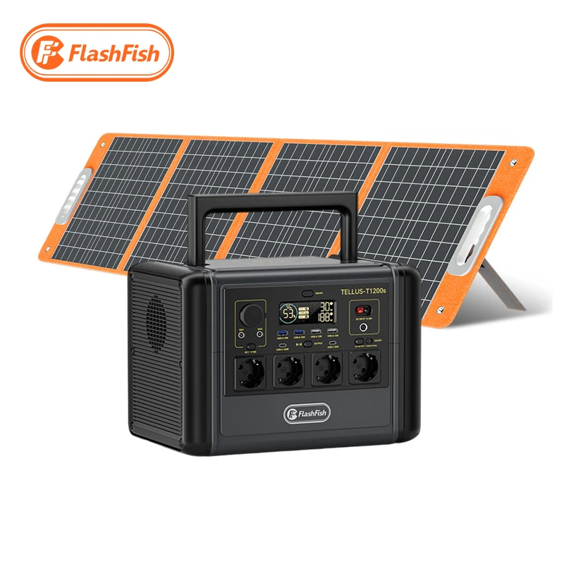 Silent Emergency Solar Generator - 1200W Portable Power Station