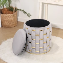 Custom 2025 Modern Round Storage Ottoman Stool Velvet Chairs Poufs