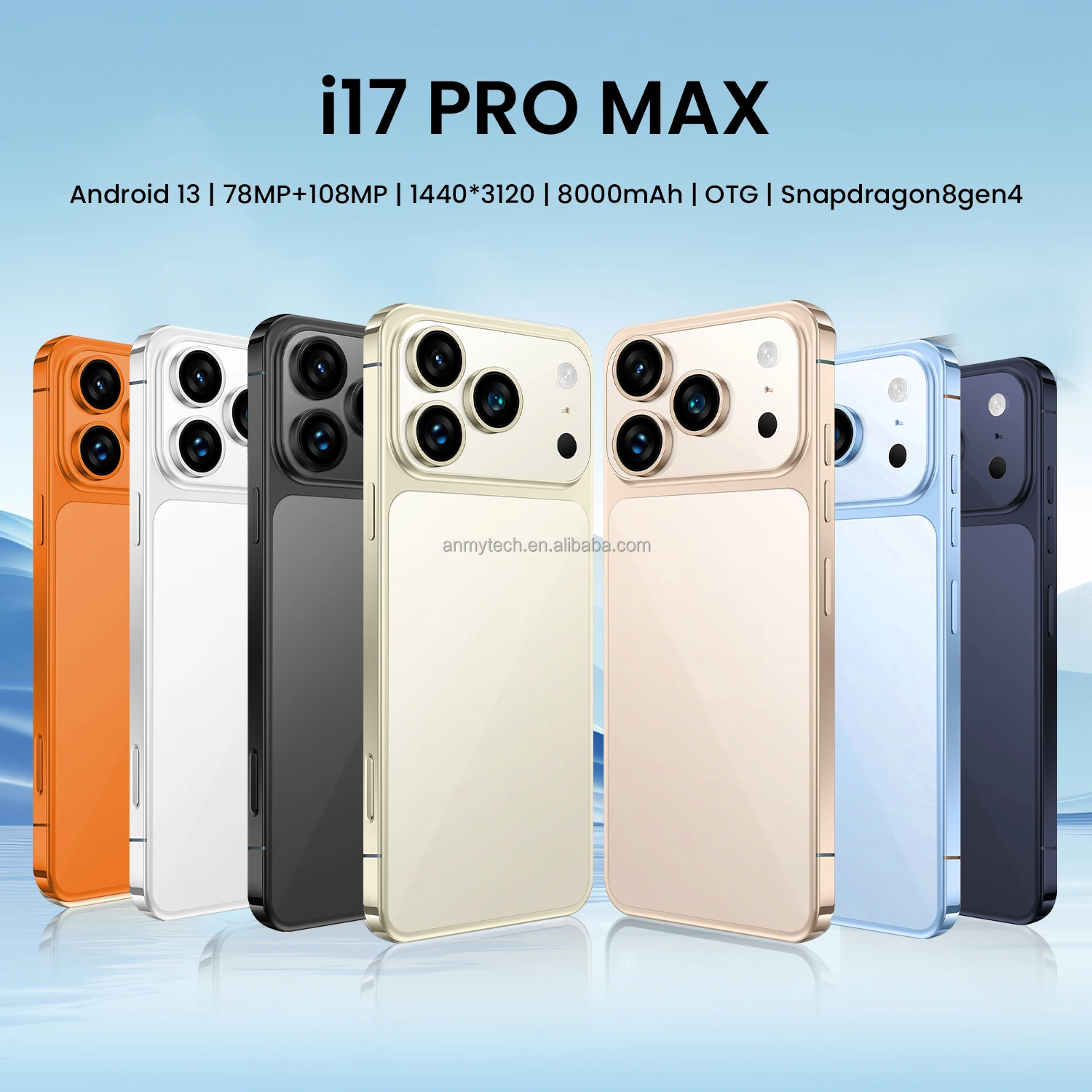 I 17 Pro Max 5G LTE CDMA Dual SIM Card Octa Core 16GB 1TB 8000mAh HD OLED 90Hz Fast 7.3