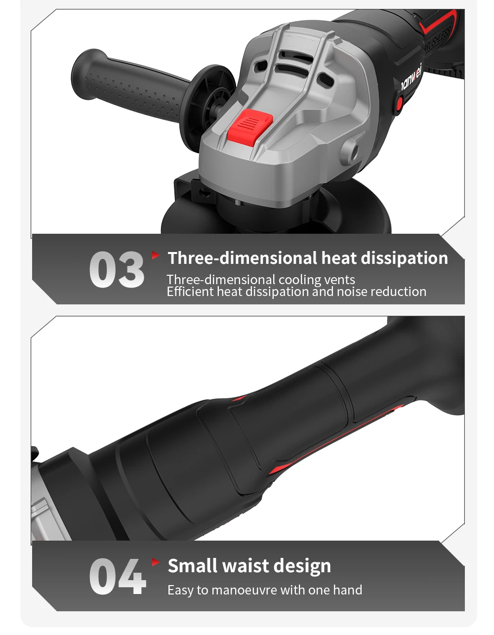 NANWEI 5000-9000 RPM Angle Grinder - Powerful Brushless Motor