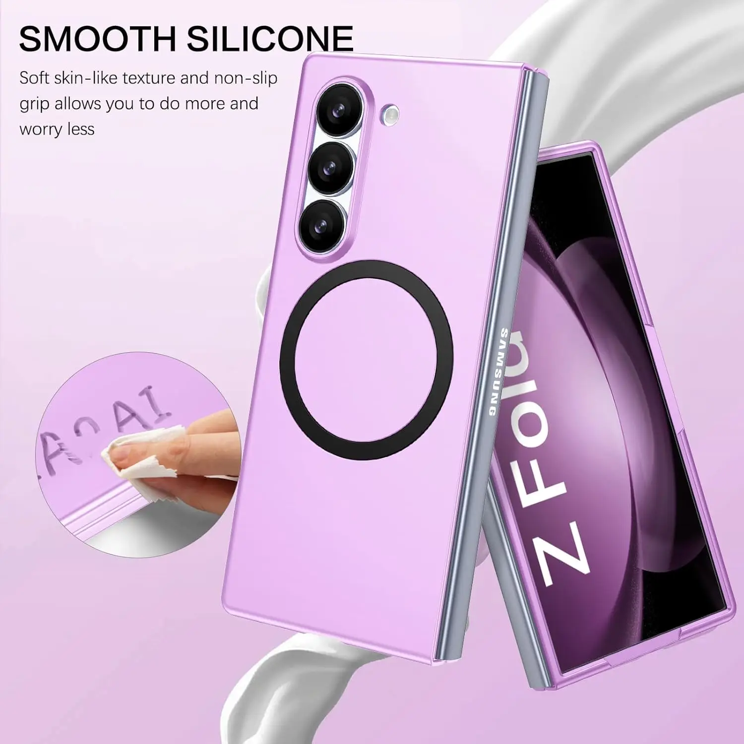 For Samsung Galaxy Z Fold 6 5 Case Magnetic Soft Silicone Gel Rubber Bumper Slim Hard PC Thin Shockproof Protective Cover supplier