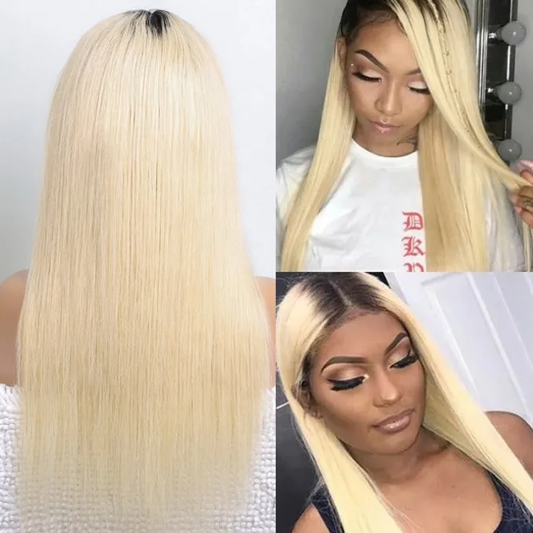 Ombre Blonde 1b/613 HD Lace Frontal Wig 26 28 30 Inch Long 