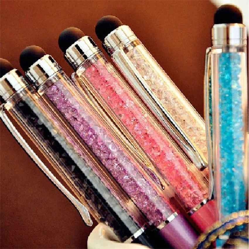 2 in 1 Crystal Pen Diamond Ballpoint Pens Touch Stylus Pencil for iPad iPhone Tablet Smartphone