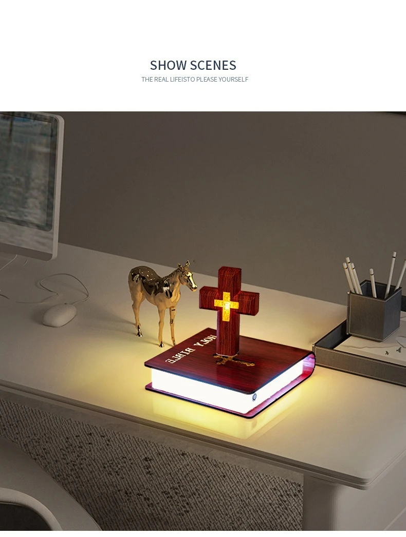 Personalized Gifts Decoration for Home Levitating Magnetic Floating Cross Table Lamp