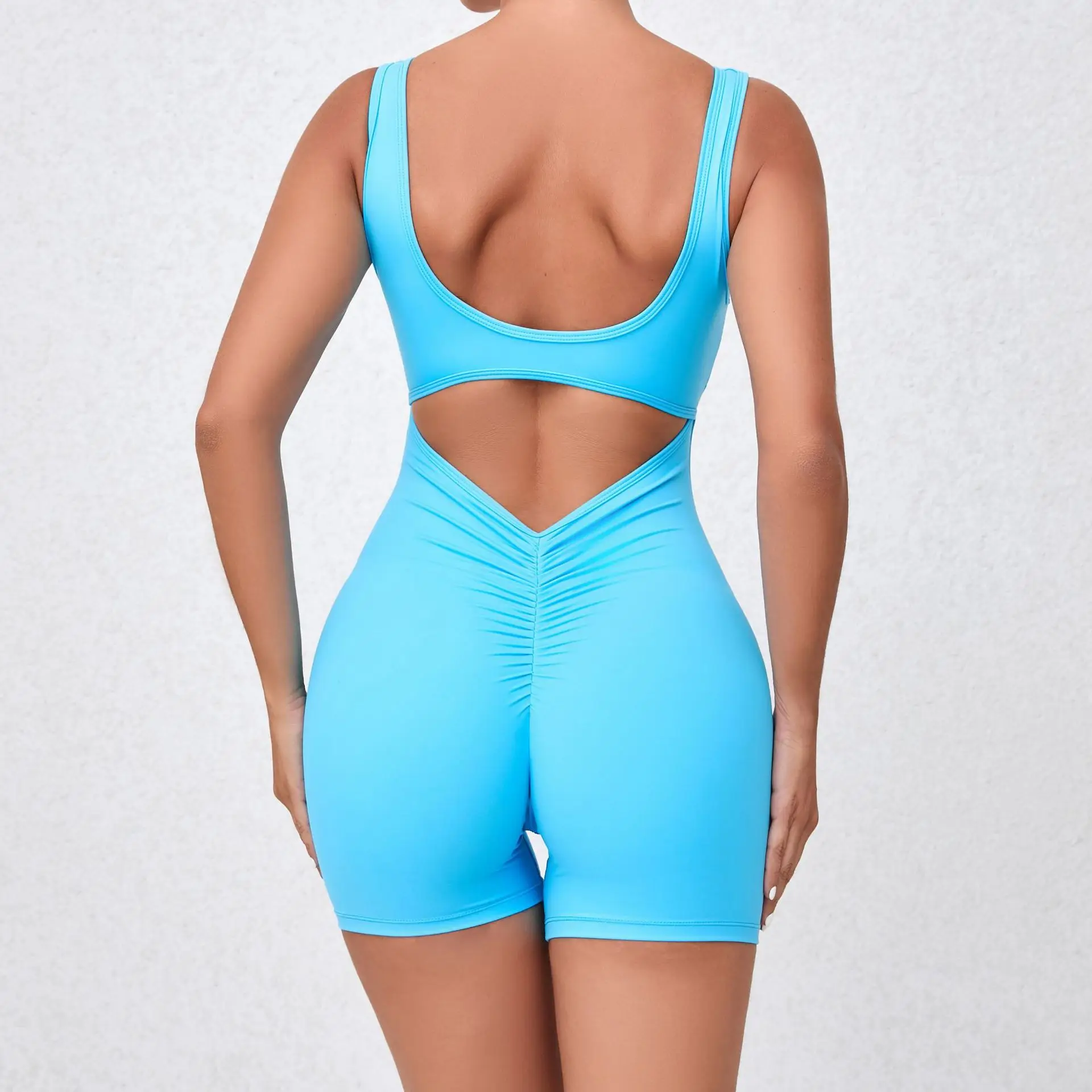 Hot Selling Scrunch Butt Shorts Backless Design Yoga Fitness Sports Wear Workout Gym Women's One Piece Yoga Jumpsuits manufacture