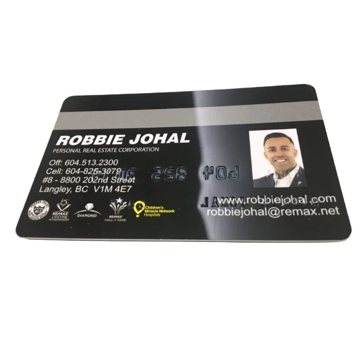 FM4442 Contact Chip Embossed Customized Double Sides Printed Fake Magnetic Stripe Credit Promotional Advertising Business Card