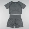 short sleeves shorts 2pcs set(8c3f63)