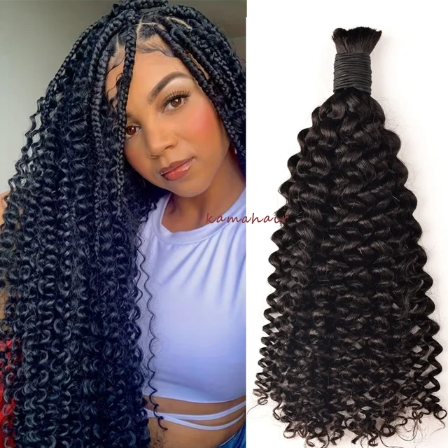 KAMA Hot Selling Jerry Curly Human Hair Bulk Bundles for Braiding No Weft Curly Hair Extensions  Soft 100% Human Hair