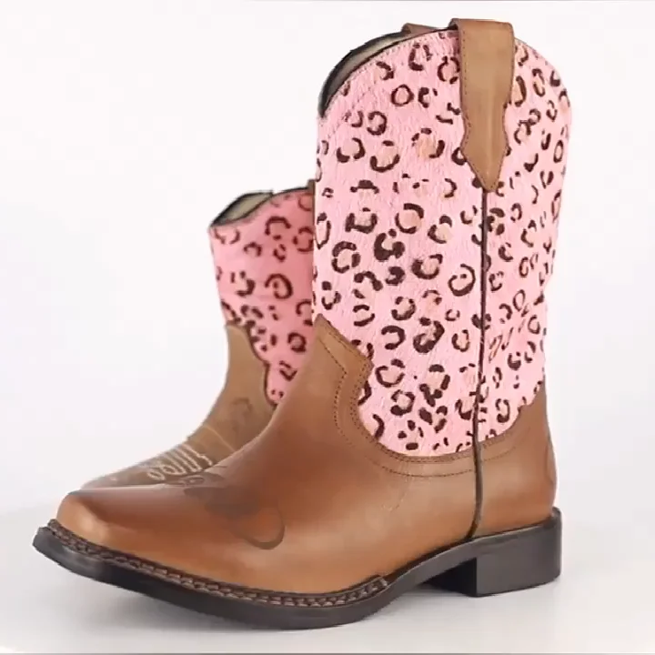 Blikcon Unisex Kids Boys Girls Cowboy Boots Classic Western Boots (Color:  Brown, Size: 11 Littler Kids