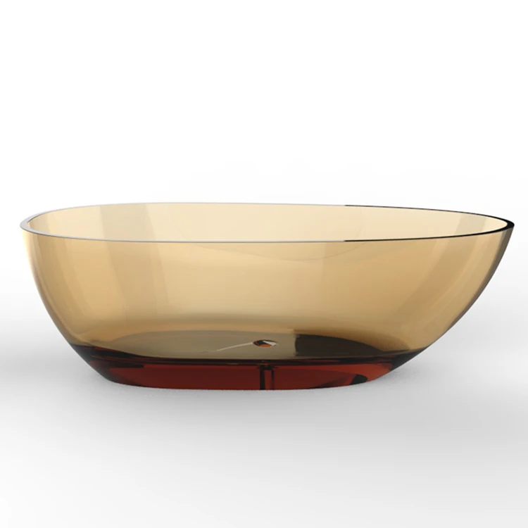 Modern Design Freestanding Bathtub Solid Surface Clear Resin Stone Colorful Transparent Soaking Tub for Bathroom New Release