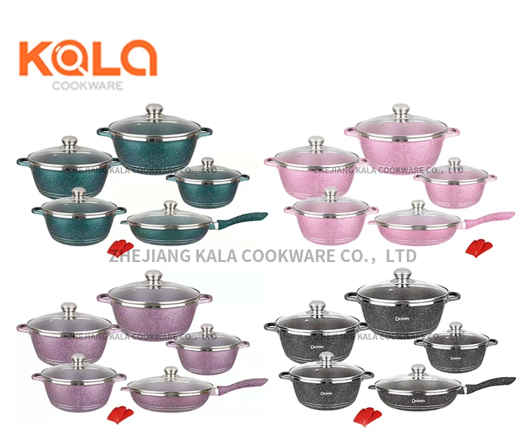 High Quality Dessini 12pcs Granite Cookware Set Non Stick Frying Pan Aluminium Cooking Pot Sets Cookware Wholesale