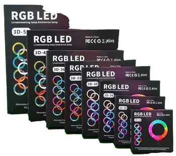 6/8/10/12/13/14 inch ring light 3D crystal double-sided RGB color fill light live stream lighting lamp beauty ring