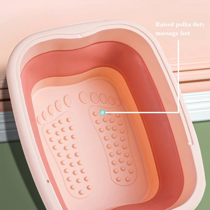 Foldable Foot Tub with Cover Creative Household Massage Foot Basin Portable Outdoor Travel Foldable Foot Basin