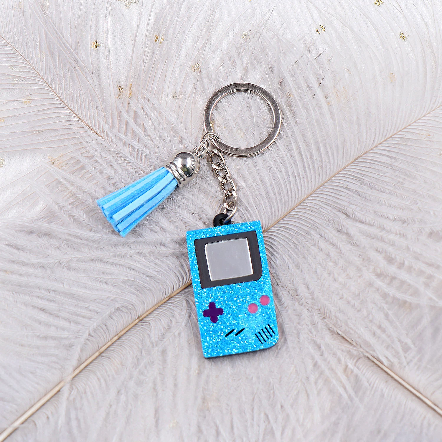 Customized KHS182KH1064 Factory wholesale Game boy Keychain With Tassel Acrylic Lasercut Handmade Customized Keychain supplier