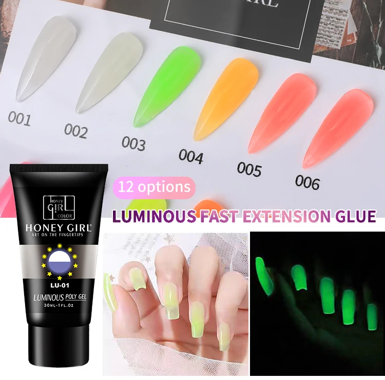 resin UV extension 12 colors luminous poly gel polish gel nail polish manufacture