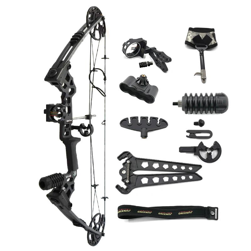 Tiro con l'arco all'aperto, caccia, tiro, 20-70 libbre, per destrorsi, set di arco compound nero/mimetico in lega di alluminio con accessori._voghion.com