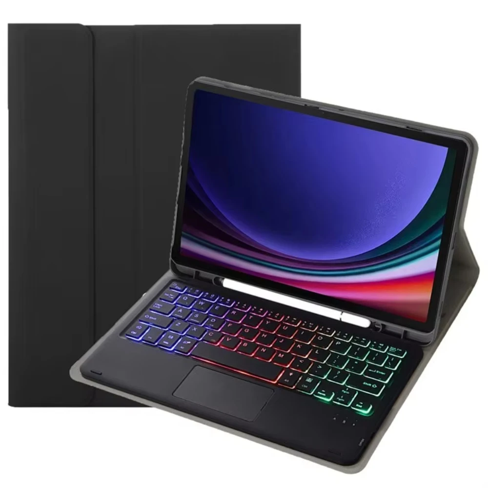 Laudtec マジックキーボード 超薄型 新デザイン カバー RGB バックライト コントロール スマート ワイヤレス Samsung Tab S9 Fe 10.9 インチ用 Pbk277