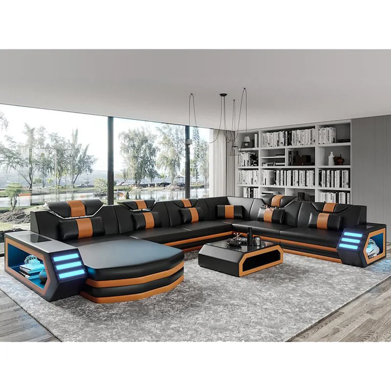 Japanese Couch with Leather Power Reclining Living Room Sofa