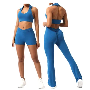 2026 Customizable Yoga Clothing Set for Women High Quality Sports Fitness Workout Legging Bra Front High Quality Yoga Shorts
